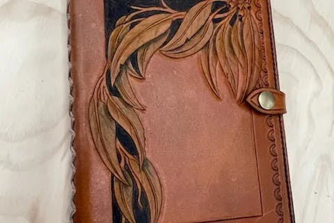 Carved, Stamped & Sewn Leather Notebook Cover